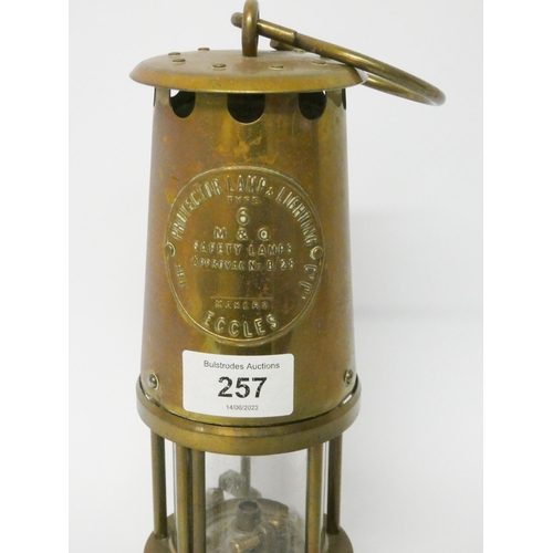 257 - A M&Q type 6 miners brass safety lamp