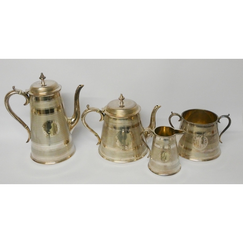 435 - Elkington and Company - good quality four piece silver tea and coffee service with gilded interiors,... 