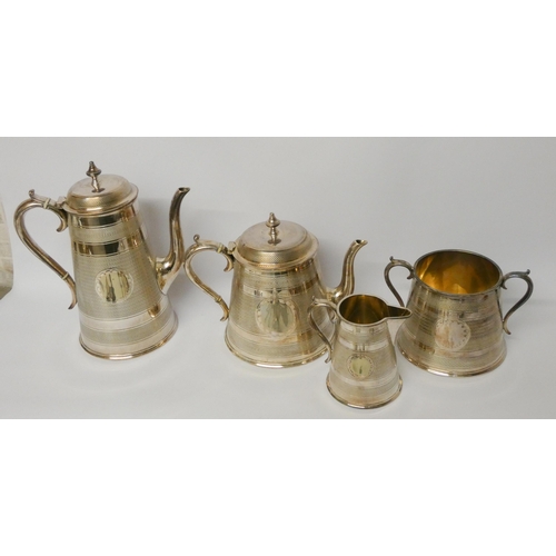 435 - Elkington and Company - good quality four piece silver tea and coffee service with gilded interiors,... 