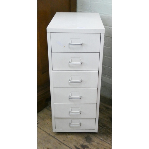 224 - A six drawer white metal office index cabinet