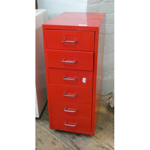 225 - A six drawer red office index cabinet