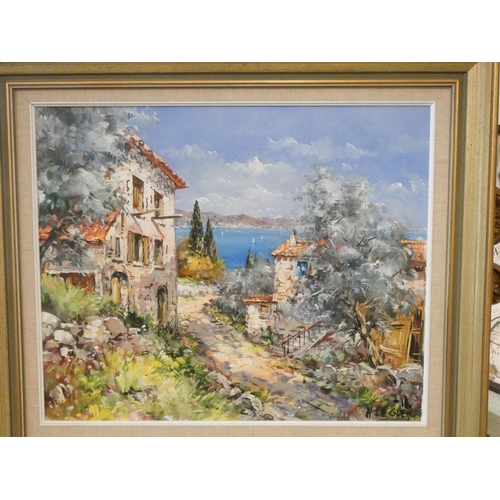 241 - Cotes d'Azur South of France framed oil on canvas by Nicole le Guen, daughter of Antoine Blanchard, ... 