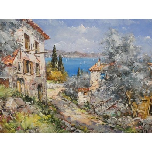 241 - Cotes d'Azur South of France framed oil on canvas by Nicole le Guen, daughter of Antoine Blanchard, ... 