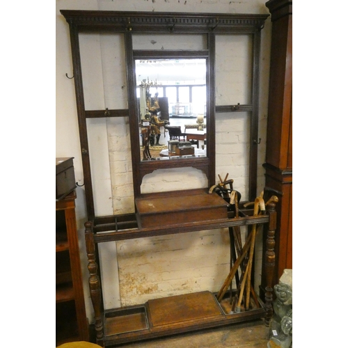 322 - An Edwardian oak hall stand with glove box, 4' wide