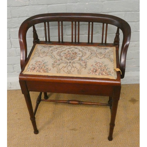 353 - An Edwardian mahogany music stool with small galleried back