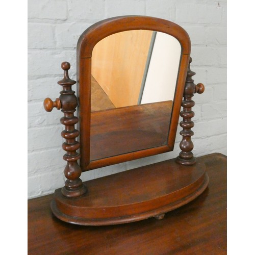 361 - A late Victorian swing mahogany toilet mirror on bobbin turned supports