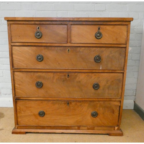 360 - An Edwardian mahogany chest of two short and three long drawers with circular pressed brass handles