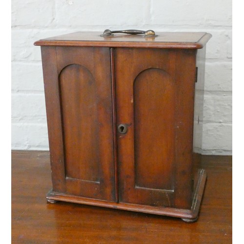 355 - A Victorian mahogany smokers companion box with brass handle