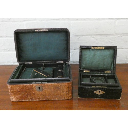 359 - Two Victorian leather jewellery boxes with fitted interiors