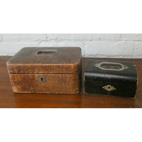 359 - Two Victorian leather jewellery boxes with fitted interiors