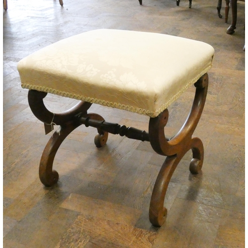 347 - A Victorian X shaped dressing stool with gold top