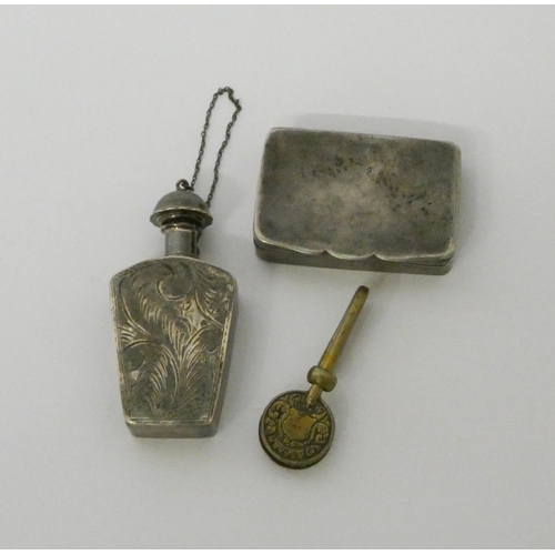 448 - Silver snuff box, scent flask etc