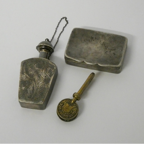 448 - Silver snuff box, scent flask etc