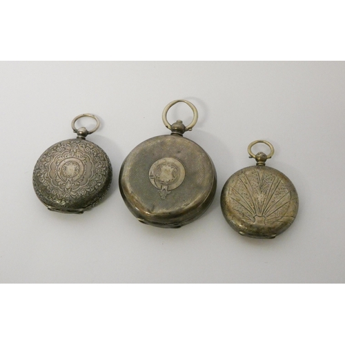 557 - A collection of three antique silver pocket watches