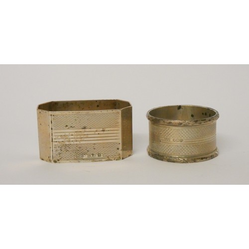 438 - Two hallmarked silver napkin rings, 2 troy ozs