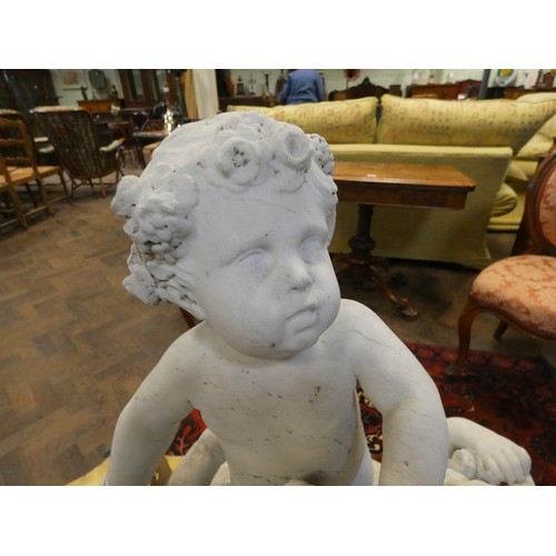 358 - A Victorian marble figure group of three cherubs playing on a square naturalistically carved base, 2... 