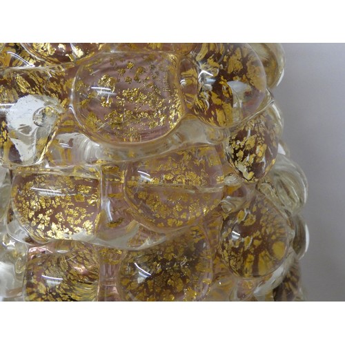 152 - A large Murano glass statement vase with gold foil flecks to the interior, 36cms tall