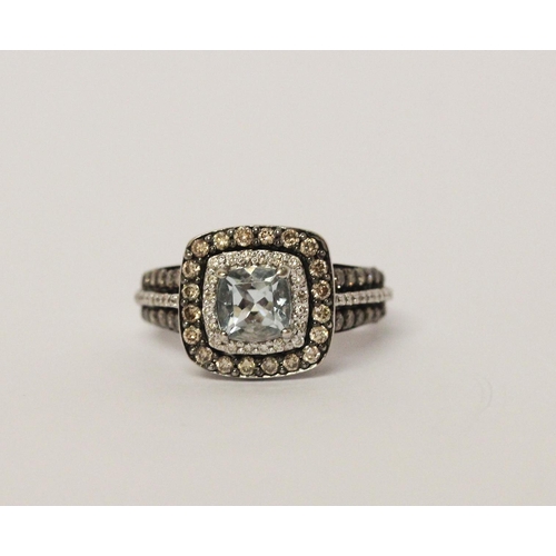 258 - Le Vian 14ct white gold Sea Blue Aquamarine & 0.69ct Diamond Ring, hallmarked, ring size L, weight 7... 