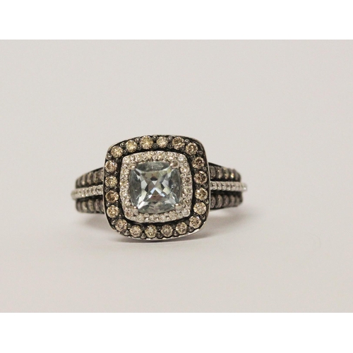 258 - Le Vian 14ct white gold Sea Blue Aquamarine & 0.69ct Diamond Ring, hallmarked, ring size L, weight 7... 