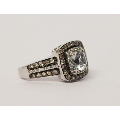 258 - Le Vian 14ct white gold Sea Blue Aquamarine & 0.69ct Diamond Ring, hallmarked, ring size L, weight 7... 