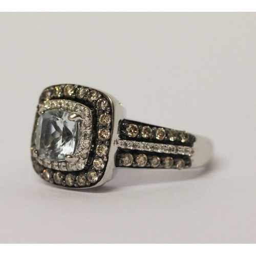 258 - Le Vian 14ct white gold Sea Blue Aquamarine & 0.69ct Diamond Ring, hallmarked, ring size L, weight 7... 