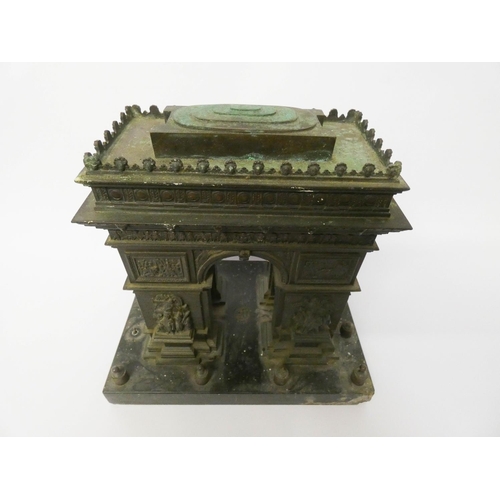 217 - A French patinated bronze model of the Arc de Triomphe, late 19th century in the style of Leblanc Fr... 