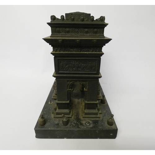 217 - A French patinated bronze model of the Arc de Triomphe, late 19th century in the style of Leblanc Fr... 