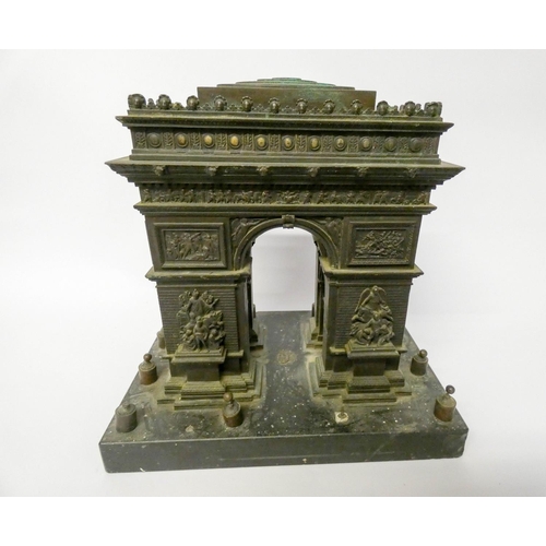 217 - A French patinated bronze model of the Arc de Triomphe, late 19th century in the style of Leblanc Fr... 