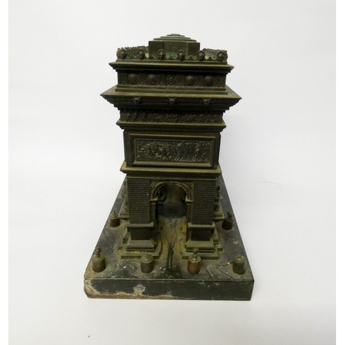 217 - A French patinated bronze model of the Arc de Triomphe, late 19th century in the style of Leblanc Fr... 