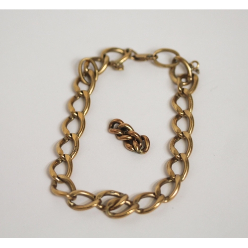 509 - 9ct yellow gold curb link bracelet with additional links, gross weight 17gms