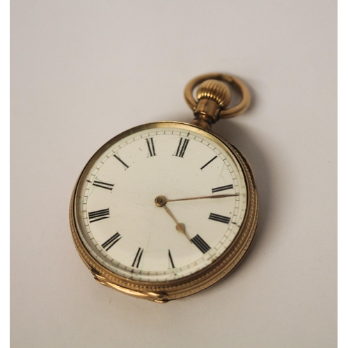 536 - A Victorian 10 carat yellow gold pocket watch, engraved decoration to back cover, marked 10c, AB 283... 