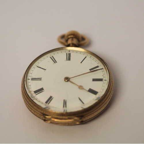 536 - A Victorian 10 carat yellow gold pocket watch, engraved decoration to back cover, marked 10c, AB 283... 