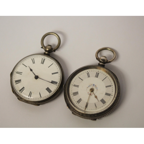 539 - Two Victorian silver open faced fob watches, both with engraved back covers.