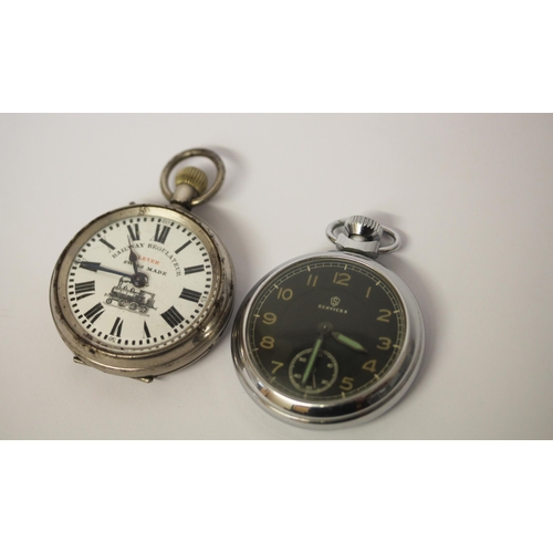 544 - Swiss Railway Regulateur open faced pocket watch and a vintage Services military open faced pocket w... 