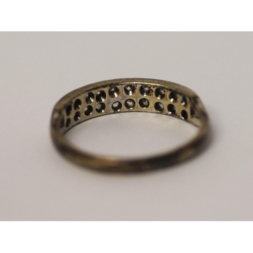 577 - A diamond band ring, set with two rows of brilliant cut diamonds on 9ct gold band, ring size P, weig... 