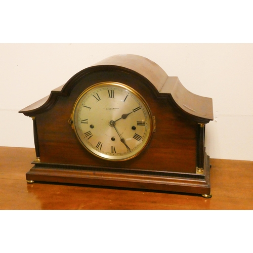 183 - A large Westminster chiming mantle clock in mahogany case by J Richie and Sons, Edinburgh