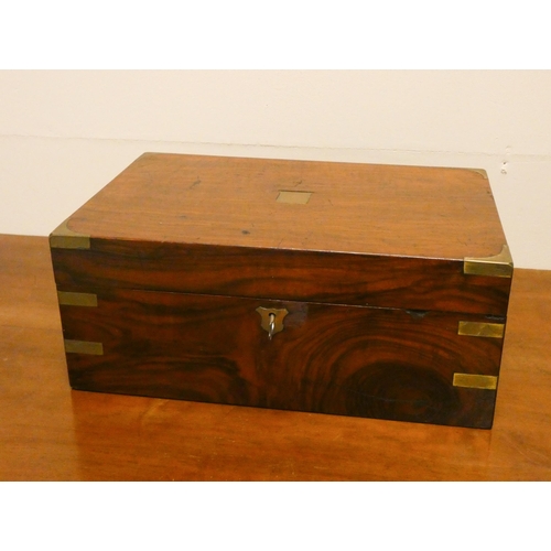 192 - A Victorian brass bound walnut writing box