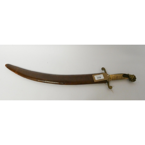 218 - A naval officers dirk with plain curved single edged blade measuring 17 1/2