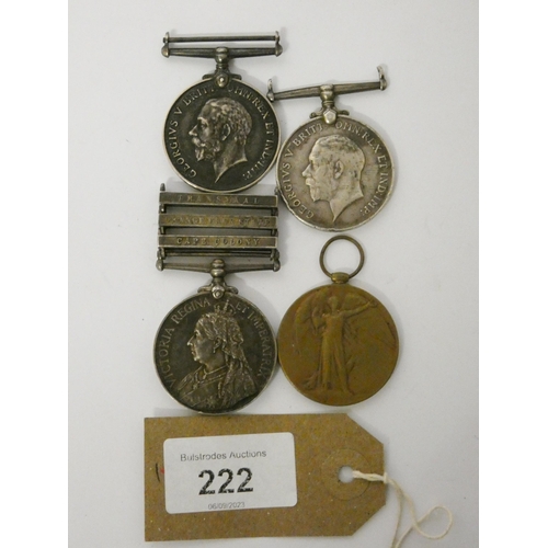 222 - Three WWI medals together with a Queen South Africa medal with three bars awarded to 31239 Private P... 