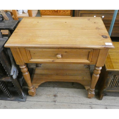 25 - A small pine hall table, fitted drawer with under tier, 26