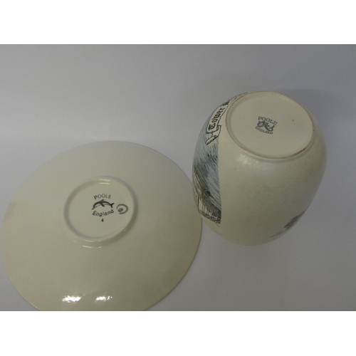 237 - A Poole Pottery souvenir of London transfer printed vase and a Delphis charger plate