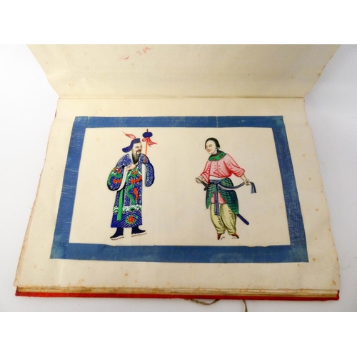 247 - A collection of Chinese watercolours on pith paper, mounted as an album