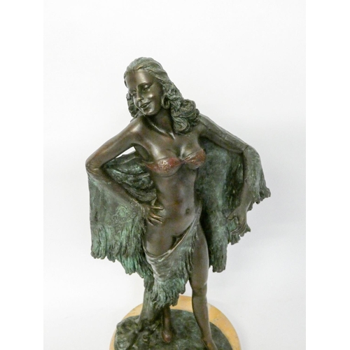 250 - Miguel Fernando Lopez (Milo), a contemporary coloured bronze of a lady in the Art Nouveau style, Par... 