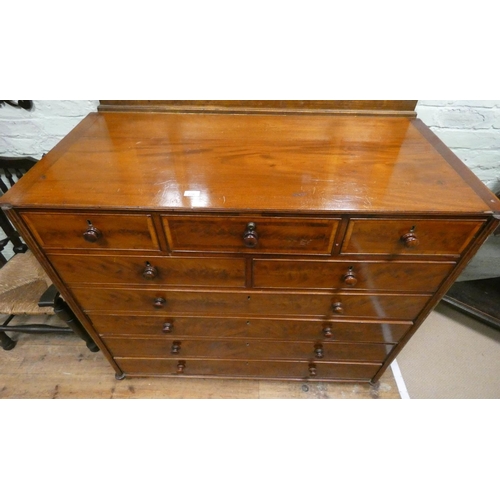 276 - A Victorian mahogany chest of four long and five small drawers, the top three are satin wood inlaid,... 