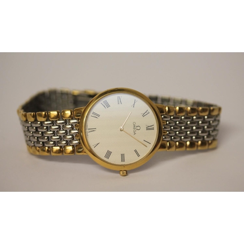 608 - Omega De Ville - a gent's two-tone  stainless steel quartz dress watch, 1451/439.