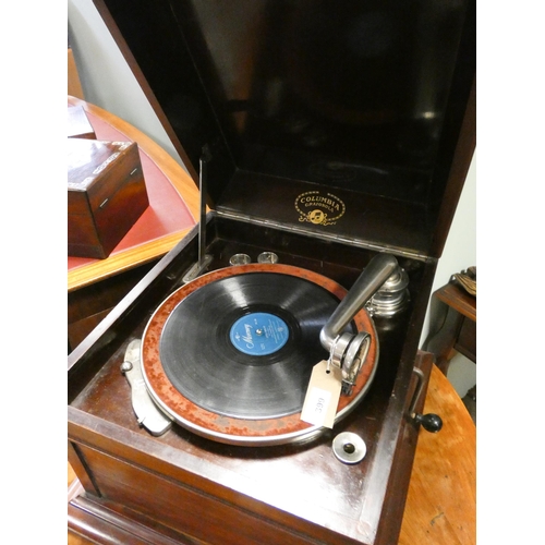 399 - Columbia wind-up table gramophone in mahogany case