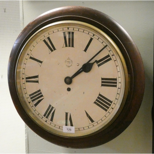 A circular RAF wall clock with fusee movement, dial is 14 1/2" diameter
