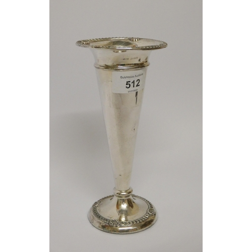 512 - A silver specimen case, on weighted circular foot. Birmingham 1908. Height 19 cms.