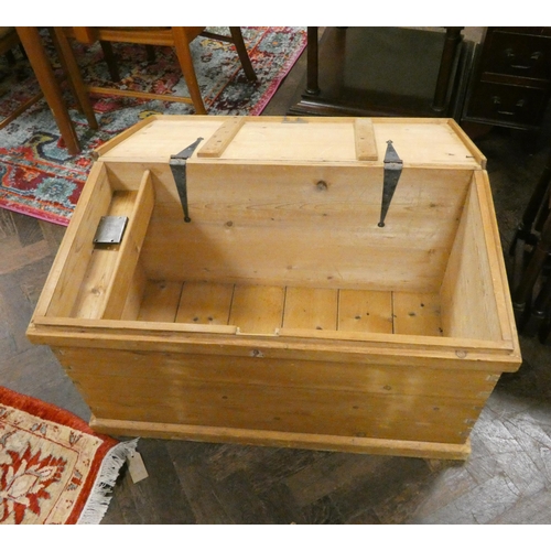 19 - A stripped pine blanket chest, 3' wide