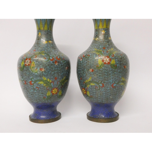 176 - A pair of Cloisonné vases, 9